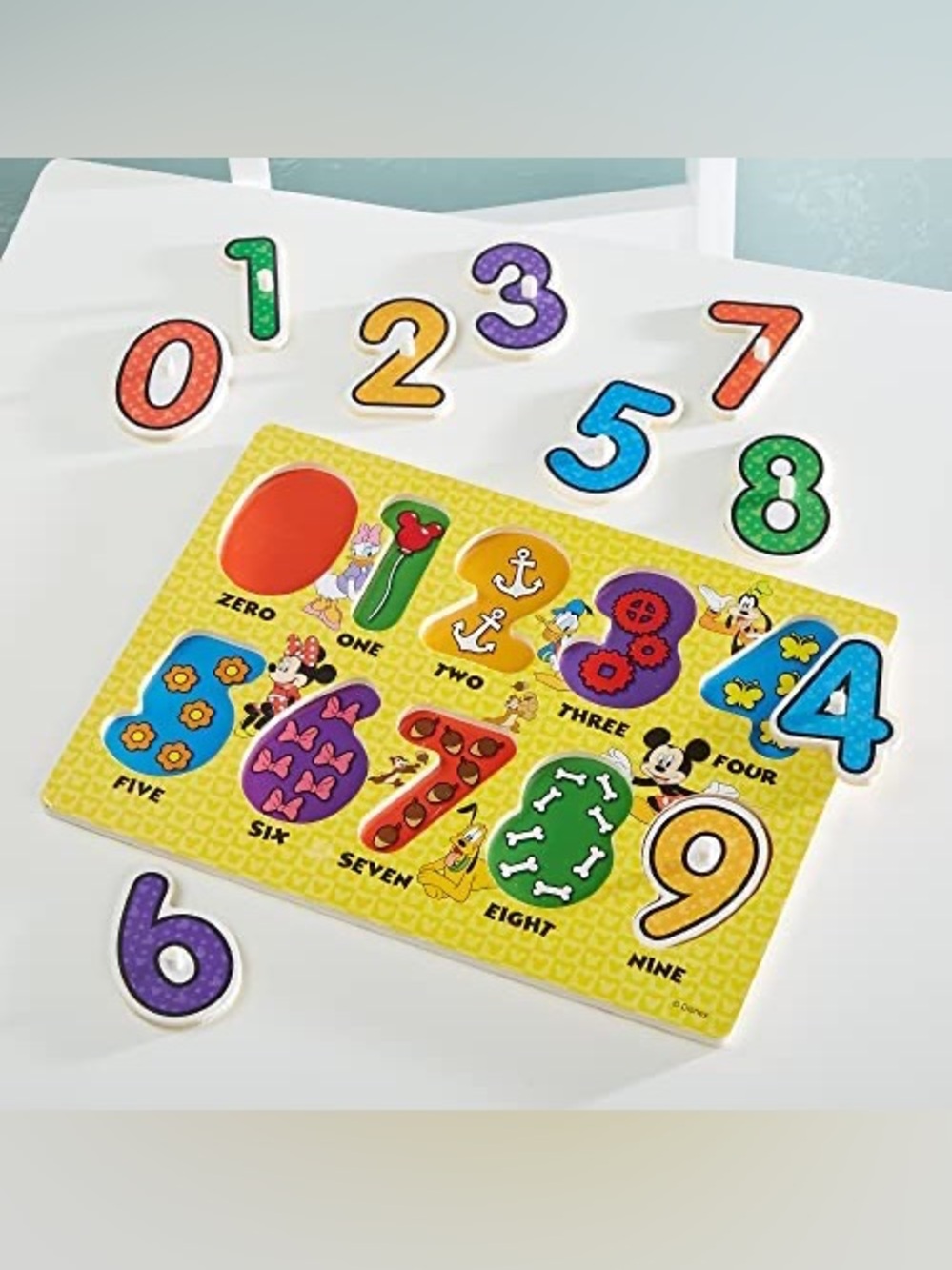 Melissa & Doug Mickey Mouse Clubhouse Wooden Numbers 0-9 10 Piece Peg Puzzle